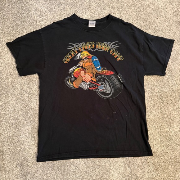 Gildan Other - Niles Burn Run 2014 Great Lakes Burn Camp Firefighter Biker T-Shirt Black Large
